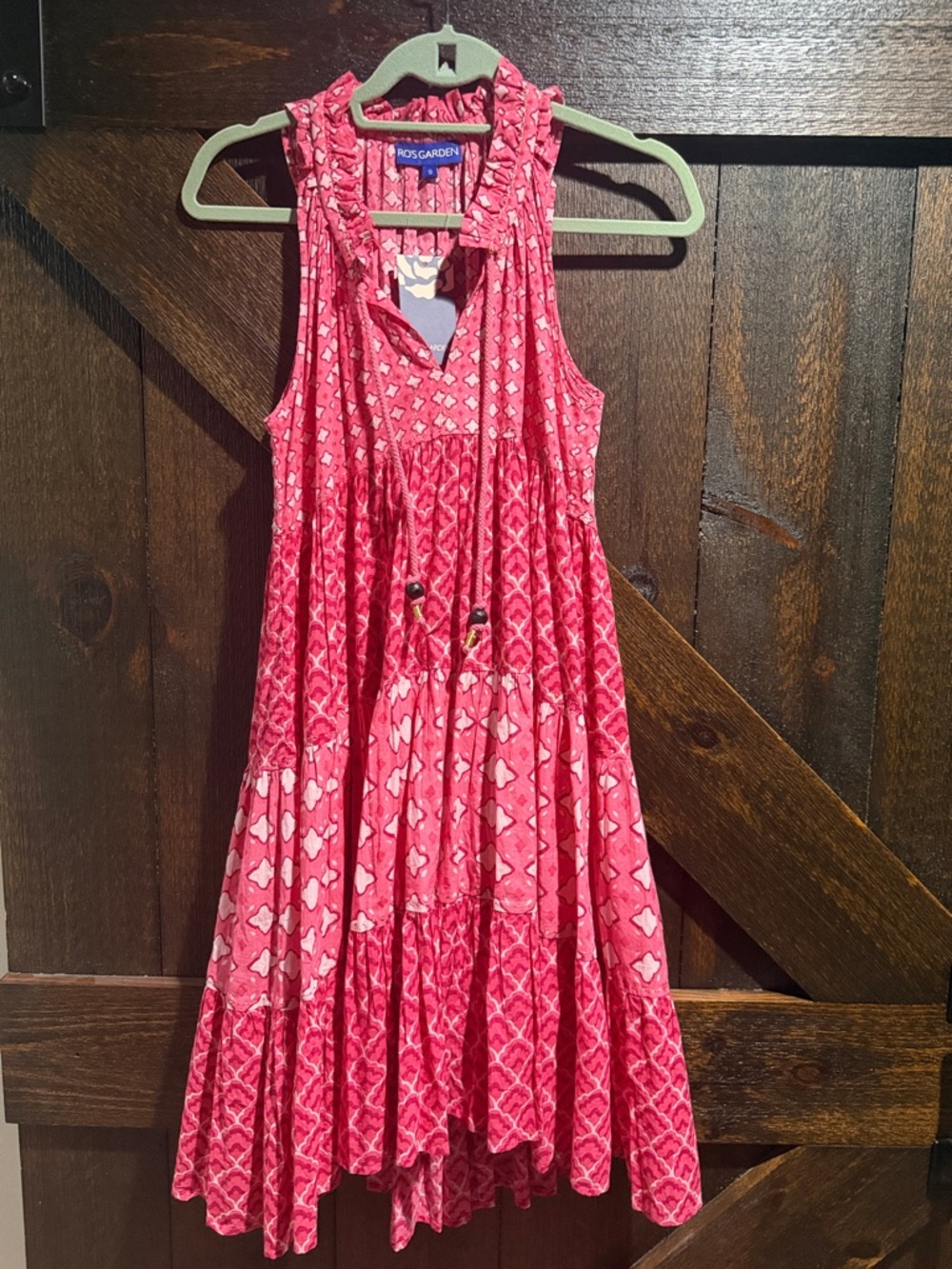 Ros Garden Pink Patterned Sleeveless Tiered beach cover up